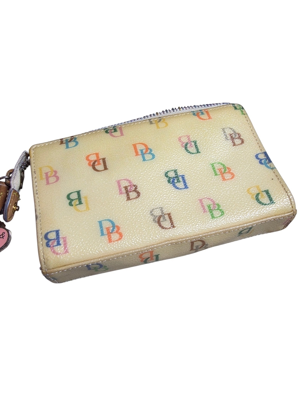 Vintage Dooney & Bourke Yellow Rainbow Monogram Pouch Wristlet Y2K - Picture 4 of 11